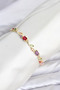 Brass Gold Color Mix Color Zircon Stone Flower Model Women's Bracelet - 2