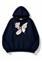 Butterfly Printed Hooded 2 Thread Threaded Sweatshirt