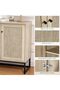 2-Door Rattan Storage Cabinet, Sideboard Buffet Accent Cabinet, Farmhouse Console Table with Storage, Multi-Functional Kitchen Cupboard for Living Room, Hallway, Entryway, Light Oak+Black - 6