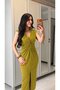 Women's Short Sleeve V-Neck Sandy Midi Dress with Wrap Detail on the Front and Slit