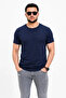 Men's Basic T-Shirt Crew Neck Short Sleeve Casual Summer Slim Fit T-Shirt - Navy Blue - 2