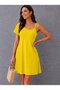 Women's Single Sleeve Long Dress with Other Straps, Round Neck, Short Viscose Dress - 2