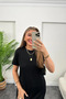 Women's Short Sleeve Slit Detailed Loose Viscose Dress - 5