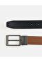 Men Tan And Black Reversible Twist Buckle Belt - 2