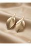 Satin Flow: Textured Gold Color Leaf Earrings
