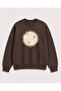 Smiling Faces Emoji Printed 2 Thread Threaded Crew Neck Sweatshirt