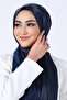 شال من الساتان الكريستالي باللون الأزرق الداكن - 4