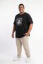 Black 100% Cotton Oversized Plus Size Men's Printed T-Shirt - 3XL 4XL 5XL 6XL 7XL 8XL 9XL 10XL 11XL T-Shirt - Relaxed Fit - 3