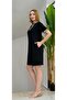 Women's Short Sleeve V Neck Modal Dress with Leopard Pattern Detail - 3