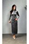Kadı Long Sleeve Shoulder Gathered Side Stone Detailed Long Velvet Dress