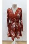 Women's Long Sleeve Double-Breasted Collar Flower Pattern Mini Single Jersey Dress - 3