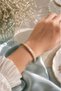 Azur Floral Stoned White Enamel Thin Cuff Bracelet (Gold Color) - 2