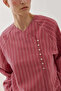 Striped Modal Kimono Shirt Red - 2