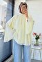Premium Hakim Yaka Volan Sleeve Voile Blouse - Yellow - 2
