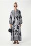 Women's Modest New Freya Anthracite 100% Viscose Maxi Length Layered Balloon Sleeve Long Summer Dress - 3