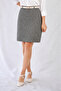 High Waist Houndstooth Patterned Woven Above-Knee Bell Skirt - 2
