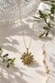 Green Stone Daisy Steel Necklace (Gold Color)