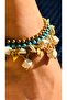 Boho Natural Stone 3 Row Anklet |   Turquoise White Sea Shell Starfish Accessory - 2