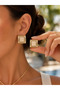 Gold Square Stone Earrings Vintage Women's Earrings Elegant Modern and Stylish Design - 2