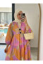 Women's Patch Patterned Layered Hijab Dress – Bohemian Long Dress (Unlined) - 2