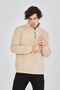 سويت شيرت رجالي من القطن بثلاثة خيوط وطباعة نصف سحاب - بيج - 6