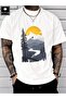 تي شيرت PAYEAH Hiking Sunset Print مصنوع من القطن الثقيل بنسبة 100% - 7