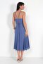 Women's Rope Strap Double Breasted Collar Lined Chiffon Flared Midi Dress - 4
