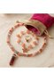 Natural Agate Stone 3-Piece Women's Jewelry Set – Necklace, Flower Charm Bracelet, and Adjustable Ring, Fuchsia Ke - 4