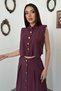 Women's Plum Vest Skirt Set with Shirt Collar, Cropped Buttons, and Long Skirt - 3