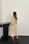Women's Beige Suede Trench Coat Raglan Sleeves Double Breasted Belted Midi Lined - 5