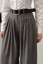 Women's Gray Pleated High Waist Wide Leg Woven Palazzo Trousers - 4