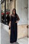 Women's Blue - Blue Tulle Buttoned Round Neck Short Sleeve Wide Leg Long Jumpsuit - 4