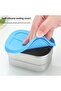 3-piece rust-proof steel lunchbox set with silicone sealing lid, leak-proof design, suitable for travel, school, and work, microwave safe - blue - 4