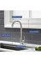 Single-handle kitchen faucet with spray head - 360° rotating, suitable for sinks, bathrooms, and bar counters - brushed finish. - 4