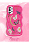 Samsung Galaxy A73 Compatible Wavy Frame Moon Butterfly and Flower Pattern Silicone Phone Case