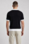 Black Polo Collar Buttoned Short Sleeve Men's T-Shirt - 5