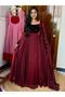Maroon Fendy Silk Embroidered Gown with Dupatta - FFT8093 | Maroon-Size:2XL-44-Inches