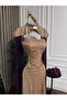 Navy Blue Evening Dress with Chiffon Beading - 6
