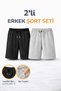 Set of 2 Comfortable Fit Anti-Sweat Unisex Sports and Casual Combed Cotton Shorts