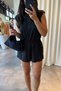 Women's Short Overalls with Elastic Waist and Window Detail on the Back, Dark Anthracite - 2