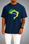 Oversize Brazil Flag and Map Chest Printed Unisex T-Shirt