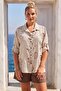 Italian Beige Shirt Collar Long Sleeve Buttoned Sequined Embroidered Casual Woven Shirt 65 62 - 5