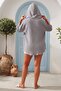 Gray Hooded Long Sleeve Buttoned Double Flap Pockets Washable Casual Muslin Woven Jacket 0 0 - 8