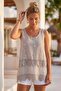Italian Beige Pool Collar Sleeveless Lined Sequined Hem Ruffled Organza Fabric Woven Blouse 73 53 - 5