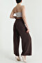 Women's Belted Pocketless Zippered Tencel Crepe Trousers - 4
