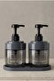 Set of 2 Glass Liquid Soap Dispensers |   Hand and Dish Soap |   Bathroom Organizer with Stand |   425 ml X 2