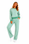Women's Cotton Crew Neck Wide Leg Tracksuit Set Mint-101 - 2