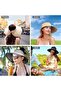 Wide Brim Straw Visor Hat Foldable Summer Topless Sun Hats for Women - 4