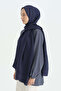 Cotton Naia Blend Natural Shawl - Navy Blue - 2