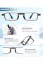Folding Reading Glasses - Metal Foldable Rectangular Portable Reading Aid - Small, Classic, Compact, Blue Light Blocking Glasses with Hard Lens... - 3